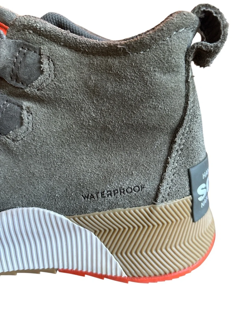 Sorel Youth Waterproof Out ‘N About Olive/Orange Suede & Rubber Winter Boots Y 3